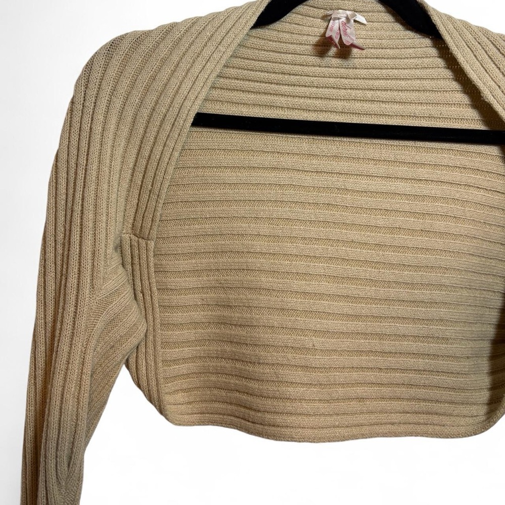 Derek Heart Y2K Tan/Beige Rib-Knit Shrug - Picture 3 of 7